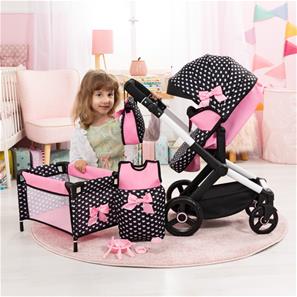 Bayer Design Kombi Dukkevogn XEO deluxe Sæt, Sort/Pink-12