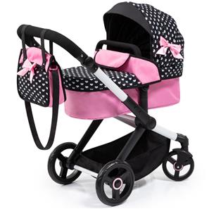 Bayer Design Kombi Dukkevogn XEO deluxe Sæt, Sort/Pink-2