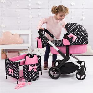 Bayer Design Kombi Dukkevogn XEO deluxe Sæt, Sort/Pink-3