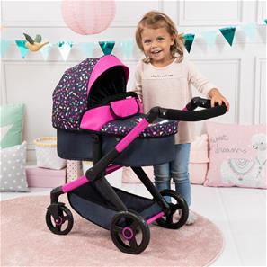 Bayer Design Kombi Dukkevogn XEO, sort/pink-3