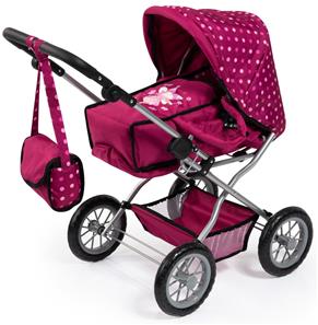 Bayer Design Kombi Grande dukkevogn med lift og pusletaske, mørk pink