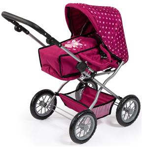 Bayer Design Kombi Grande dukkevogn med lift og pusletaske, mørk pink-7