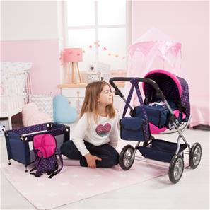 Bayer Design Kombi Grande dukkevogn Megasæt, pink-6