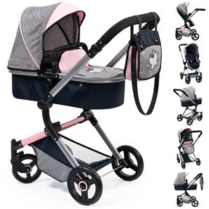 Bayer Design NEO VARIO Kombi Dukkevogn , Grå/Pink/Sort-2
