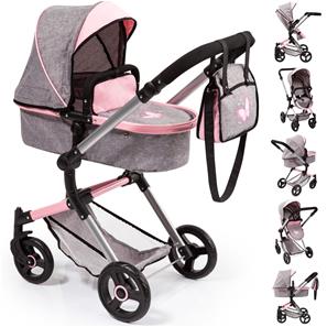 Bayer Design NEO VARIO Kombi Dukkevogn , Grå/Pink-2
