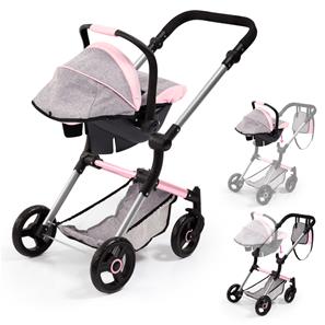 Bayer Design NEO VARIO Kombi Dukkevogn , Grå/Pink-9