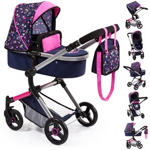 Bayer Design NEO VARIO Kombi Dukkevogn , Mørkeblå/Pink-3