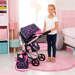Bayer Design NEO VARIO Kombi Dukkevogn , Mørkeblå/Pink-5