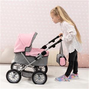 Bayer Design Trendy dukkevogn med pusletaske grå/lyserød-4