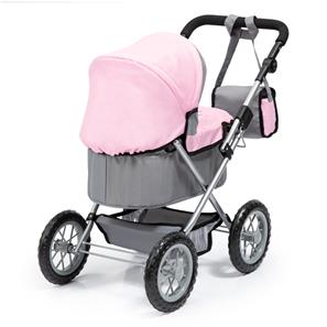 Bayer Design Trendy dukkevogn med pusletaske grå/lyserød-5