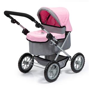 Bayer Design Trendy dukkevogn med pusletaske grå/lyserød-7