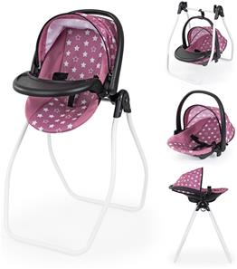Bayer Design Vario 4-i-1 Dukke højstol, seng, gynge og autostol Sort/Pink
