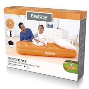 Bestway  DrowsyDreamer Luftmadras 158 x 89 x 18 cm m/pumpe, Orange-6