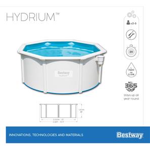  Bestway Hydrium 300 x 120 cm stål pool m/sandfilter, stige mv (2022 model)-6