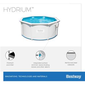  Bestway Hydrium 300 x 120 cm stål pool m/sandfilter, stige mv (2022 model)-7