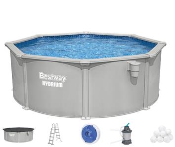 Bestway Hydrium 366 x 122 cm stål pool m/sandfilter, Skimmer (2027 model)