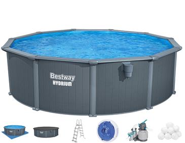 Bestway Hydrium 488 x 132 cm stål pool m/sandfilter, Skimmer mv (2026)