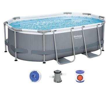 Bestway  Power Steel 305 x 200 x 84 cm Oval Pool m/pumpe m.v.