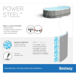 Bestway  Power Steel 305 x 200 x 84 cm Oval Pool m/pumpe m.v.-7