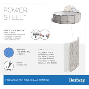Bestway  Power Steel 396 x 107 cm m/Baldakin, pumpe, stige m.v.-10