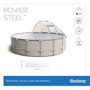 Bestway  Power Steel 396 x 107 cm m/Baldakin, pumpe, stige m.v.-9
