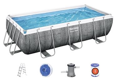 Bestway  Power Steel 404 x 201 x 100 cm Rektangulær Pool m/pumpe m.v.