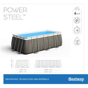 Bestway  Power Steel 404 x 201 x 100 cm Rektangulær Pool m/pumpe m.v.-6