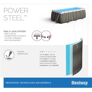 Bestway  Power Steel 404 x 201 x 100 cm Rektangulær Pool m/pumpe m.v.-7