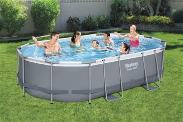 Bestway  Power Steel 488 x 305 x 107 cm Oval Pool m/pumpe, stige m.v.-4