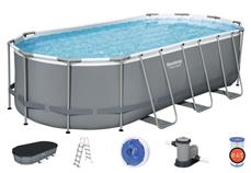 Bestway  Power Steel 549 x 274 x 122 cm Oval Pool m/pumpe, stige m.v.