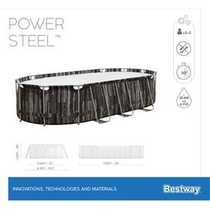 Bestway  Power Steel 732 x 366 x 122 cm Oval pool m/stige mv-8