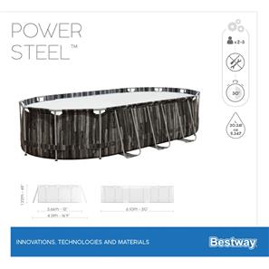 Bestway  Power Steel 610 x 366 x 122 cm Oval Pool m/pumpe,stige-9