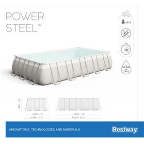 Bestway  Power Steel Rektangulær Pool 732 x 366 x 132 cm-7
