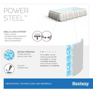 Bestway  Power Steel Rektangulær Pool 956 x 488 x 132 cm-10