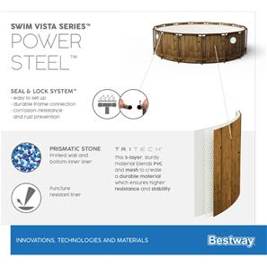Bestway  Power Steel  Swim Vista II 549 x 122 cm m/pumpe, stige-10