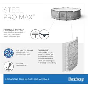  Bestway Steel Pro Max Frame Pool 549 x 122cm m/pumpe, stige - Ny Model!-9