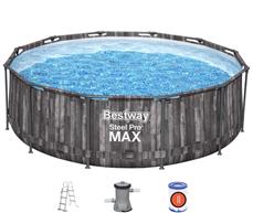 Bestway Steel Pro MAX Frame Pool 366x100cm Stone m/pumpe,stige