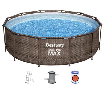  Bestway Steel Pro MAX Frame Pool 366x100cm Rattan m/pumpe,stige