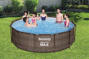  Bestway Steel Pro MAX Frame Pool 366x100cm Rattan m/pumpe,stige-2