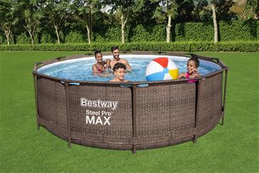  Bestway Steel Pro MAX Frame Pool 366x100cm Rattan m/pumpe,stige-3