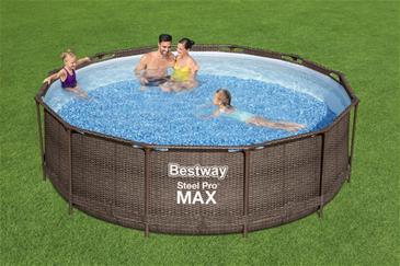 Bestway Steel Pro MAX Frame Pool 366x100cm Rattan m/pumpe,stige-4