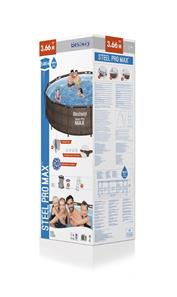  Bestway Steel Pro MAX Frame Pool 366x100cm Rattan m/pumpe,stige-6