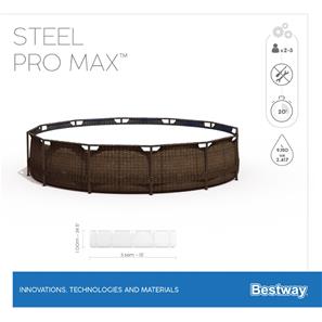  Bestway Steel Pro MAX Frame Pool 366x100cm Rattan m/pumpe,stige-7