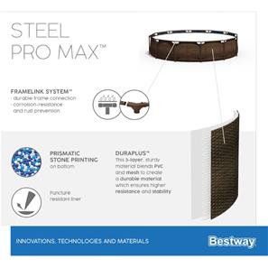  Bestway Steel Pro MAX Frame Pool 366x100cm Rattan m/pumpe,stige-8
