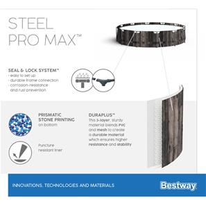  Bestway Steel Pro MAX Frame Pool 366x100cm Stone m/pumpe,stige-7