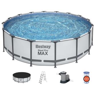  Bestway Steel Pro MAX Frame Pool 488 x 122 cm m/pumpe, stige m.v.