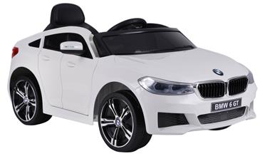 BMW 6 GT elbil til børn 12v Hvid m/Gummihjul, 2.4G Remote, 12V7AH
