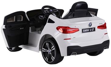 BMW 6 GT elbil til børn 12v Hvid m/Gummihjul, 2.4G Remote, 12V7AH-3