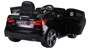 BMW 6 GT elbil til børn 12v Sort m/Gummihjul, 2.4G Remote, 12V7AH-4