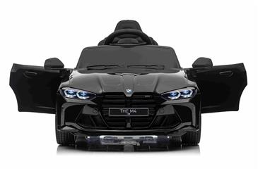 BMW M4 Elbil til børn 12v m/Gummihjul + 2.4G Remote Sort-2